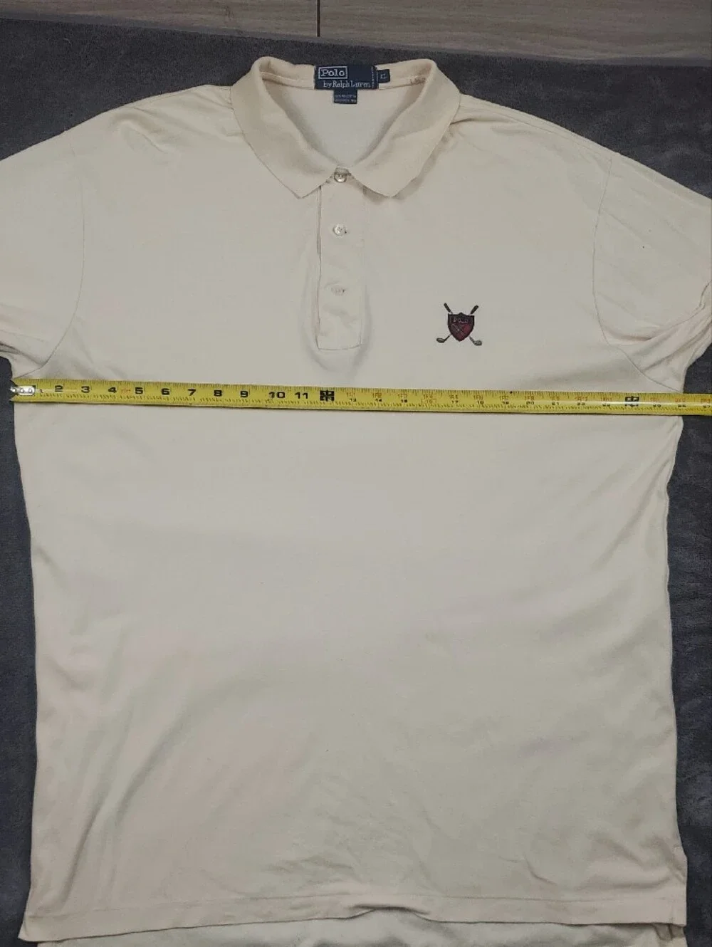 Polo Ralph Lauren XL Soft Yellow 100% Cotton Hockey Logo Polo Short Sleeve